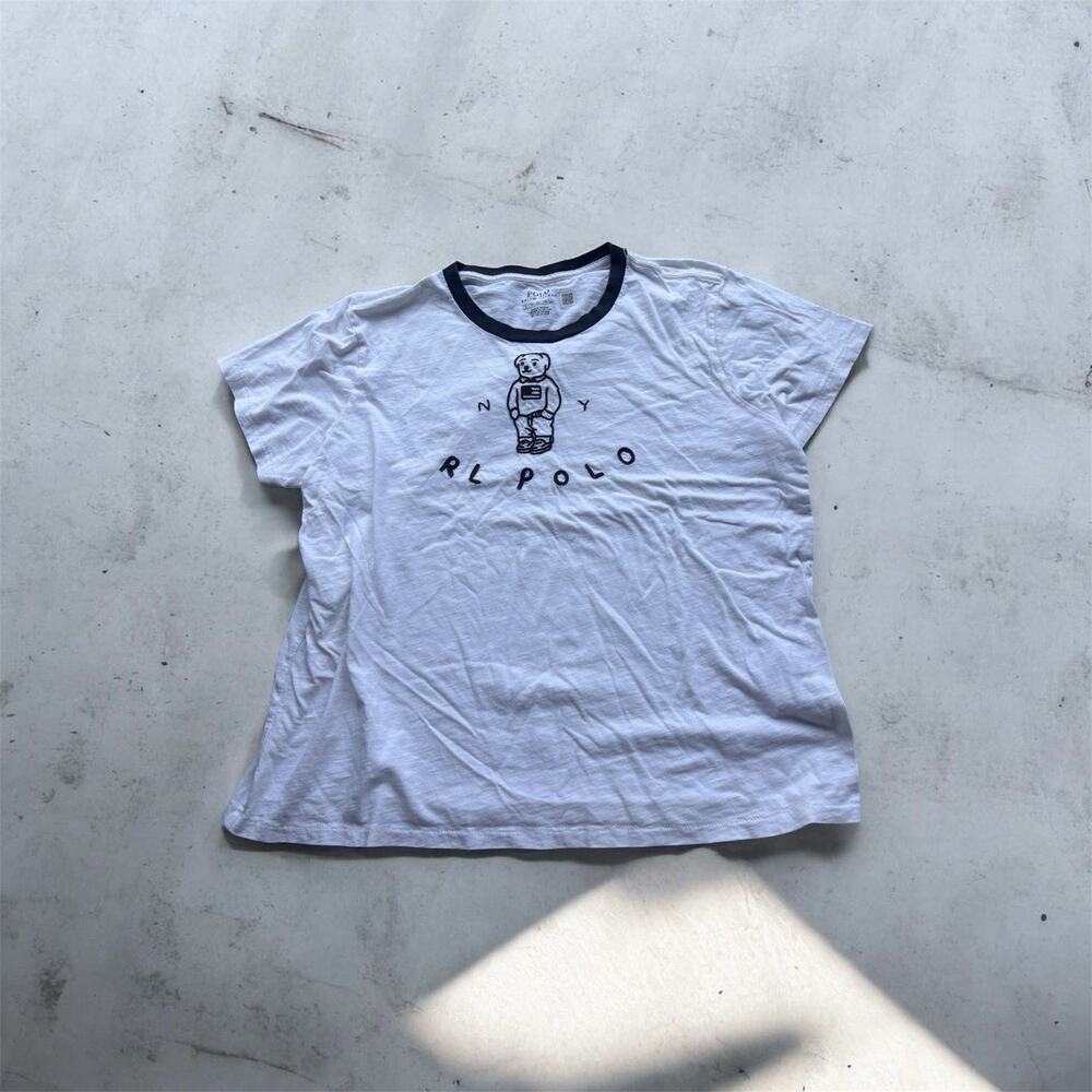 Polo Ralph Lauren Bear T-Shirt Girls XL Short Sleeve White Shirt Jersey Tee